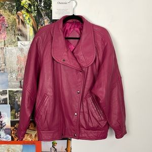 Jacqueline Ferrar dark pink leather jacket